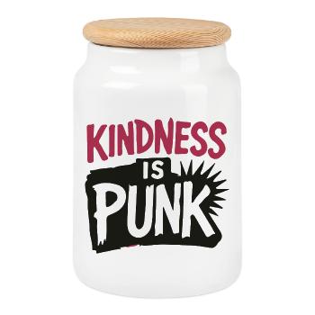 Freundlichkeit ist Punk - Keksdose mit Holzdeckel - Weiß - Vorne