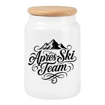Après-ski Team Montagnes - Boîte à biscuits avec couvercle en bois - blanc - Devant