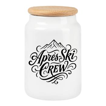 L’équipage APRÈS Ski - Boîte à biscuits avec couvercle en bois - blanc - Devant