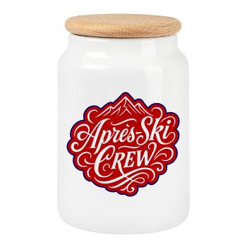 L’équipage APRÈS Ski - Boîte à biscuits avec couvercle en bois - blanc - Devant