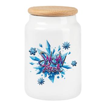 Snow Crystal Explosion - Cookie Jar with Wooden Lid - white - Front