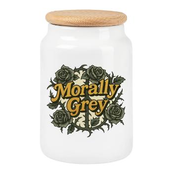 Moralisch graue Rosen Vintage Emblem - Keksdose mit Holzdeckel - Weiß - Vorne