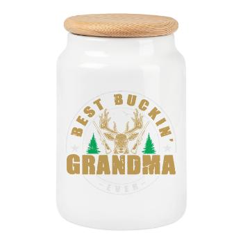 Chasseur Grand-mère Cadeaux Chasse Chasse Chasseur Examen - Boîte à biscuits avec couvercle en bois - blanc - Devant