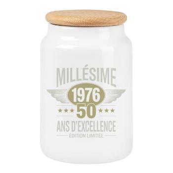 Vintage 1976 50 Years of Excellence Limited Edition - Cookie Jar with Wooden Lid - white - Front