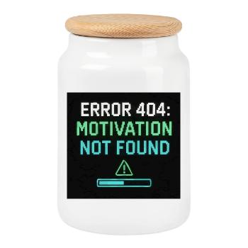 Error 404: Motivation Not Found - Cookie Jar with Wooden Lid - white - Front