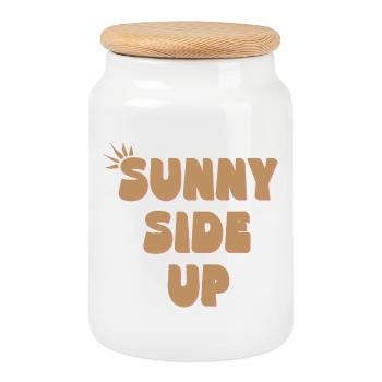 Sunny Side Up – Stay Bright & Positive - Keksdose mit Holzdeckel - Weiß - Vorne
