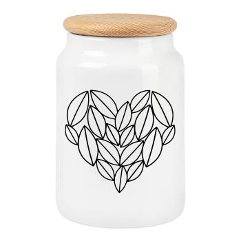 Heart of Leaves | Love for Nature Statement - Cookie Jar with Wooden Lid - white - Front