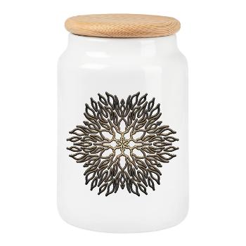Mandala - Keksdose mit Holzdeckel - Weiß - Vorne