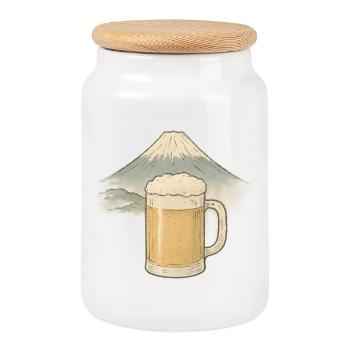 Bier am Berggipfel - Keksdose mit Holzdeckel - Weiß - Vorne
