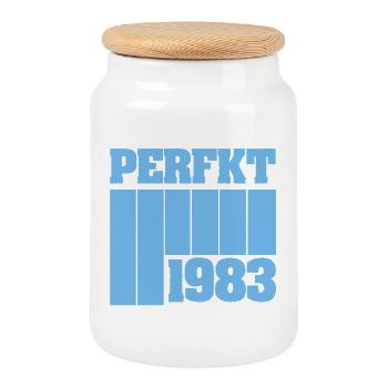 1983 1983 - Keksdose mit Holzdeckel - Weiß - Vorne