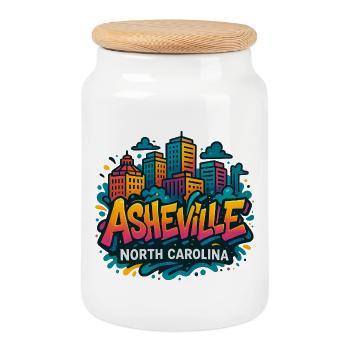 Asheville Skyline, Caroline du Nord - Boîte à biscuits avec couvercle en bois - blanc - Devant