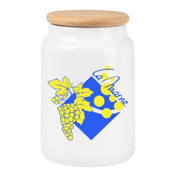 Logo revisité la Marne - Boîte à biscuits avec couvercle en bois - blanc - Devant