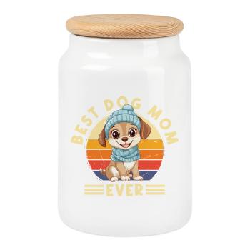 Best Dog Mom Ever Dog Best Dogs Mom Mom - Cookie Jar with Wooden Lid - white - Front