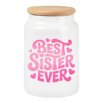Best Sister Ever Schwester - Keksdose mit Holzdeckel - Weiß - Vorne