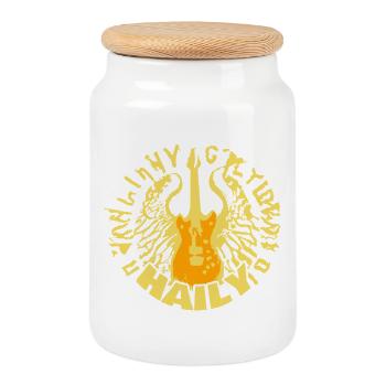 Haily comme guitare - Boîte à biscuits avec couvercle en bois - blanc - Devant