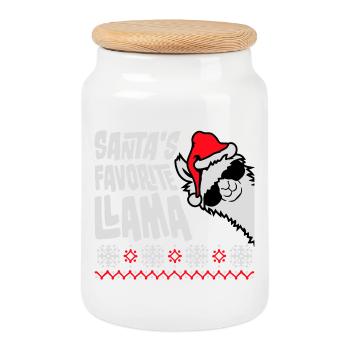 Santa's Favorite Llama Cool Side Sunglasses - Cookie Jar with Wooden Lid - white - Front