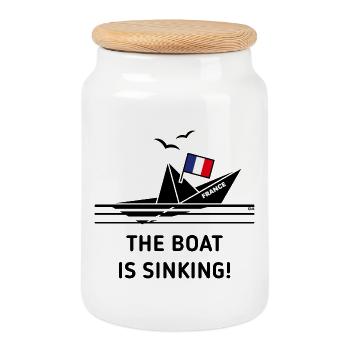 Das Boot sinkt! (Frankreich / POS) - Keksdose mit Holzdeckel - Weiß - Vorne