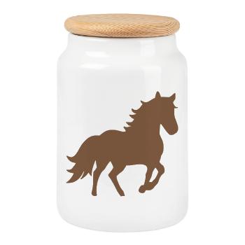 Horse Silhouettes Gift Rider - Cookie Jar with Wooden Lid - white - Front