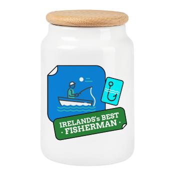 Le meilleur design de pêcheur d’Irlande - Boîte à biscuits avec couvercle en bois - blanc - Devant