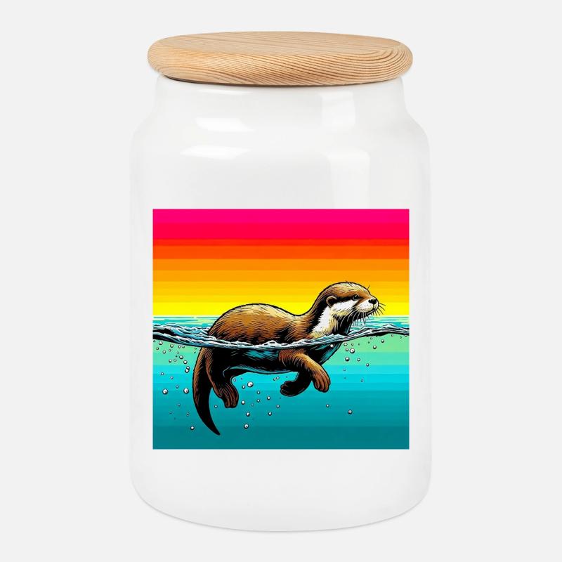 Otter - Keksdose mit Holzdeckel - Weiß