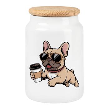Lunettes de soleil Bouledogue Français Café - Boîte à biscuits avec couvercle en bois - blanc - Devant