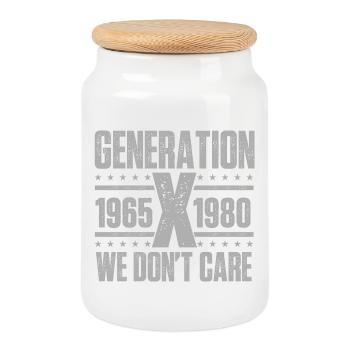 Génération X Nous nous en fichons Citation amusante nostalgie - Boîte à biscuits avec couvercle en bois - blanc - Devant