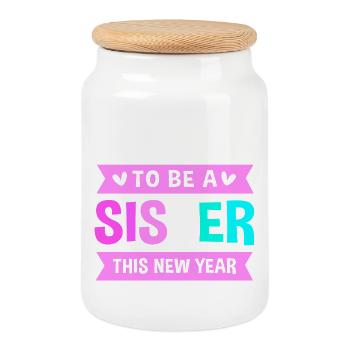 Gender Reveal Silvester - Keksdose mit Holzdeckel - Weiß - Vorne