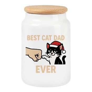 Cadeau de Noël pour les chats Le meilleur papa chat de papa - Boîte à biscuits avec couvercle en bois - blanc - Devant
