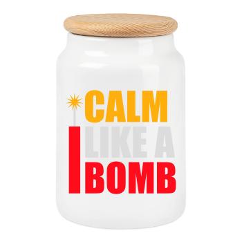 Calme comme une bombe Paradoxe Ironie Humour Blague explosive - Boîte à biscuits avec couvercle en bois - blanc - Devant