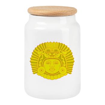 Roi dragon aztèque - Boîte à biscuits avec couvercle en bois - blanc - Devant