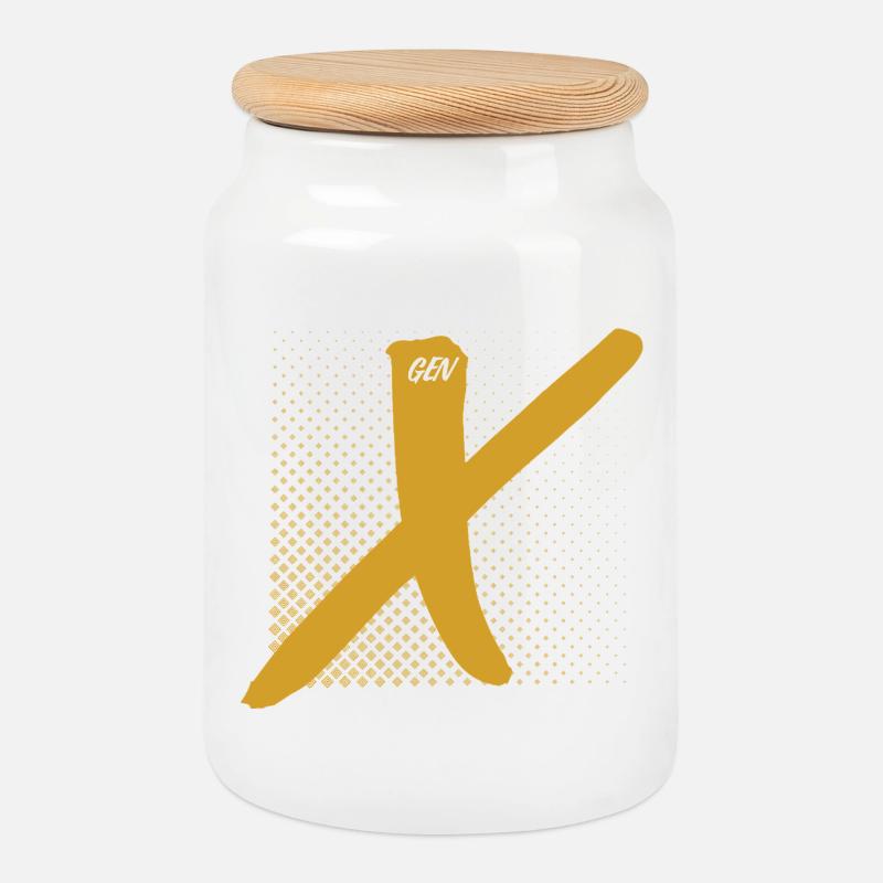 Gen X Goldenes X - Keksdose mit Holzdeckel - Weiß
