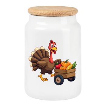 Thanksgiving Lustiger Thanksgiving Truthahn - Keksdose mit Holzdeckel - Weiß - Vorne