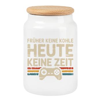 Früher Keine Kohle Heute Keine Zeit - Keksdose mit Holzdeckel - Weiß - Vorne