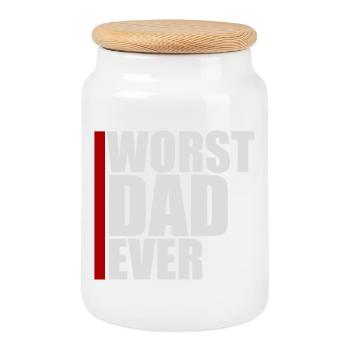 Worst Dad Ever Funny Sarcastic Father's Day Dad - Cookie Jar with Wooden Lid - white - Front