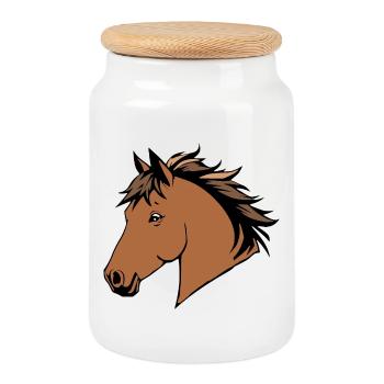Pferd Pferde Pferdekopf T-shirt Geschenk Reiter - Keksdose mit Holzdeckel - Weiß - Vorne