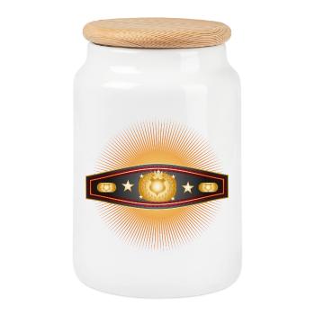 Strahlender Box-Gürtel – Champion Design - Keksdose mit Holzdeckel - Weiß - Vorne