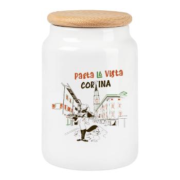 Pasta la Vista - Cortina - Boîte à biscuits avec couvercle en bois - blanc - Devant