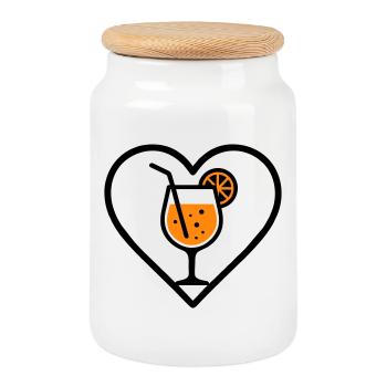 Spritz Heart Cocktail Boisson d’été à l’orange - Boîte à biscuits avec couvercle en bois - blanc - Devant