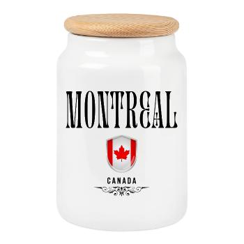 Souvenir Montréal, Montréal Canada - Boîte à biscuits avec couvercle en bois - blanc - Devant