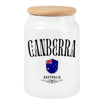 Souvenir Canberra, Canberra Australia - Cookie Jar with Wooden Lid - white - Front