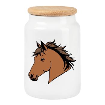 Pferde T-shirt Geschenk Reiter  - Keksdose mit Holzdeckel - Weiß - Vorne