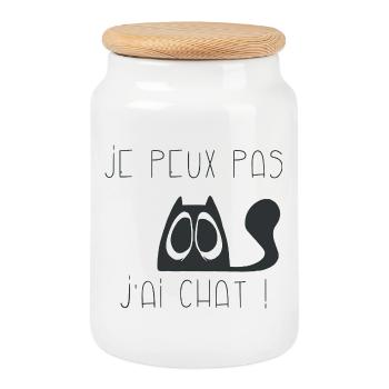 Je peux pas j'ai chat triste - Boîte à biscuits avec couvercle en bois - blanc - Devant