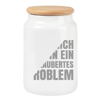 Embrasse-moi, je suis un problème enchanté - Boîte à biscuits avec couvercle en bois - blanc - Devant
