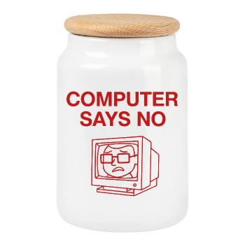 Retro Computer Says No Design - Cookie Jar with Wooden Lid - white - Front