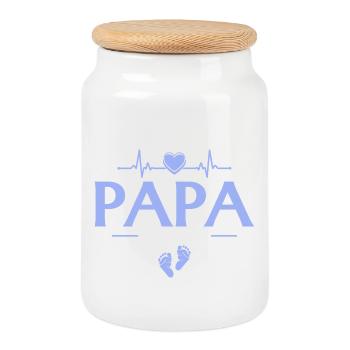 Promu Papa Baby Shower 2026 - Boîte à biscuits avec couvercle en bois - blanc - Devant