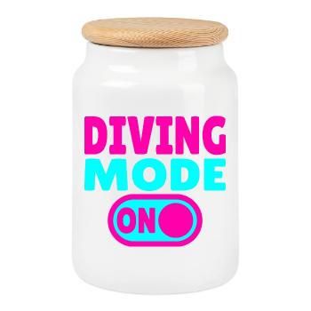 Diving Mode On – Tauchen - Cookie Jar with Wooden Lid - white - Front