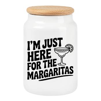 Je suis juste là pour les Margaritas - Boîte à biscuits avec couvercle en bois - blanc - Devant