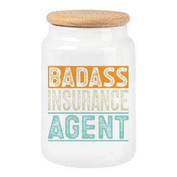 Insurance Agent Badass Funny Insurance Broker - Keksdose mit Holzdeckel - Weiß - Vorne