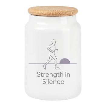 Introverted training, Calm - Cookie Jar with Wooden Lid - white - Front