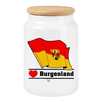 Burgenland Flag With Heart - Cookie Jar with Wooden Lid - white - Front